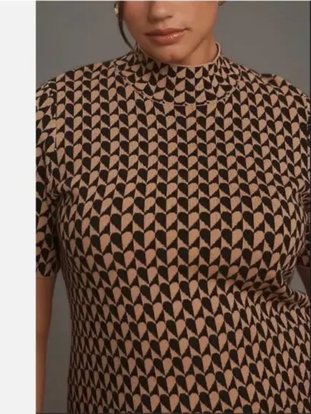 Anthropologie The Nina Short-Sleeve Mock-Neck Mini Dress Size Medium Petite NEW - Picture 10 of 10